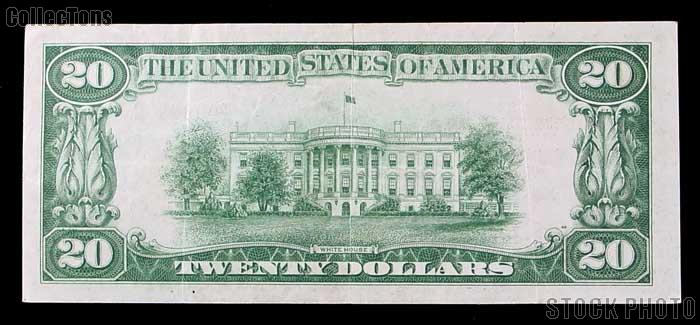 Twenty Dollar Bill Federal Reserve Bank Note Brown Seal US Currency Good or Better