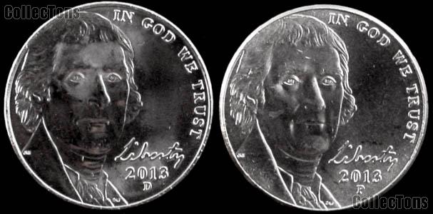 2013 P & D Jefferson Nickels Gem BU (Brilliant Uncirculated)