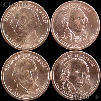 2007-P Presidential Dollar Set BU Full Year Set of 4 Coins from Philadelphia Mint