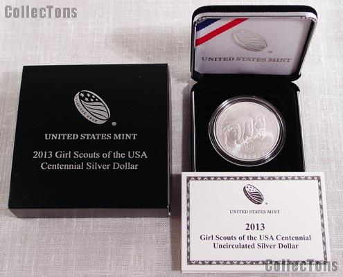 2013-W Girl Scouts of the USA Centennial Uncirculated (BU) Commemorative Silver Dollar Coin