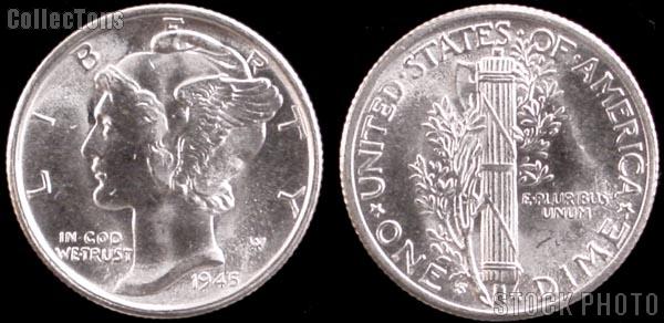 Mercury Silver Dime One Coin BU Condition