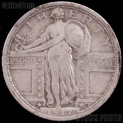 1917-S Standing Liberty Silver Quarter Variety 1 Circulated Coin G 4 or Better