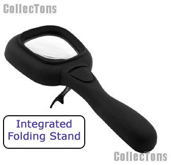 3X Black Light Magnifying Glass 2-IN-1 UV/LED Handheld Magnifier with Built-In Stand
