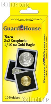 2x2 Coin Holders Box of 10 Guardhouse Tetra Snaplocks for 1/10 oz GOLD EAGLES