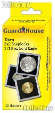2x2 Coin Holders Box of 10 Guardhouse Tetra Snaplocks for 1/10 oz GOLD EAGLES