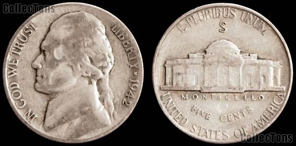 Jefferson Silver War Nickel (1942-1945) One Coin G+ Condition