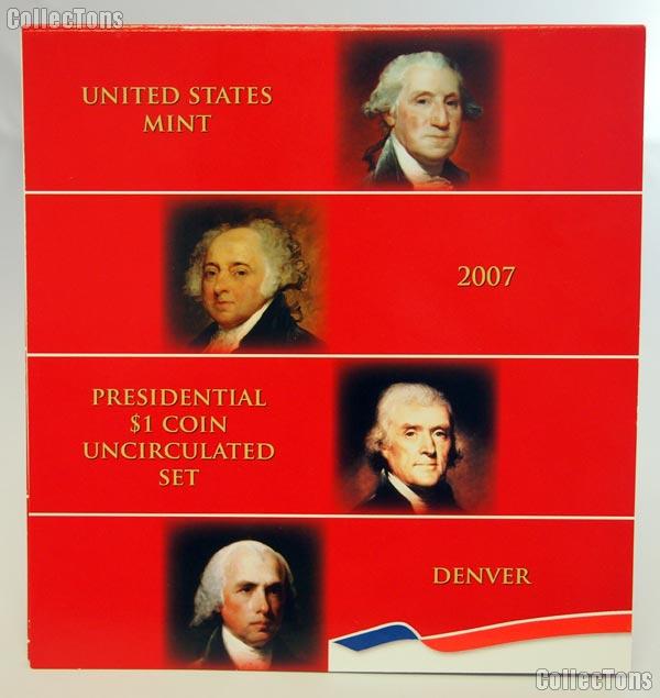 2007 Presidential Dollar Coin Uncirculated Denver (D) Set 4 Coins - From US Mint