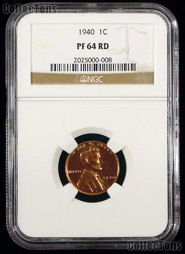 1940 Lincoln Wheat Cent PROOF in NGC PF 64 RD (Red)
