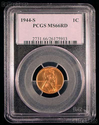 1944-S Lincoln Wheat Cent in PCGS MS 66 RD (Red)