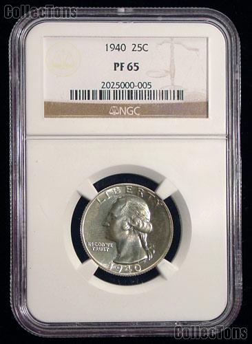 1940 Washington Silver Quarter Proof in NGC PF 65