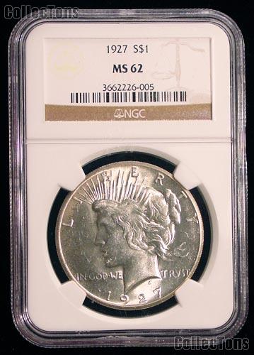 1927 Peace Silver Dollar in NGC MS 62