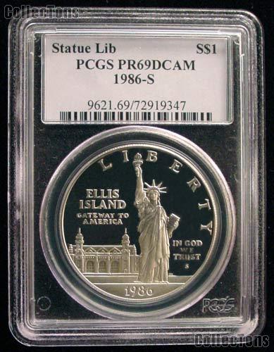 1986-S Statue of Liberty Commemorative Proof Silver Dollar in PCGS PR 69 DCAM
