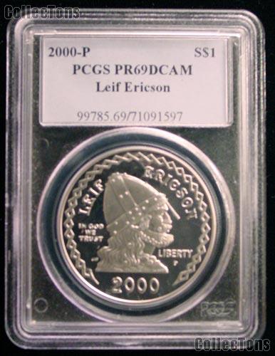 2000-P Leif Ericson Commemorative Proof Silver Dollar in PCGS PR 69 DCAM