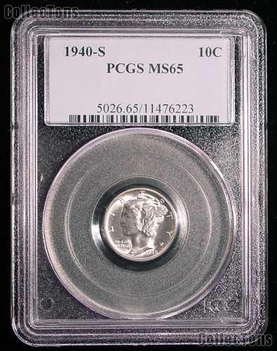 1940-S Mercury Silver Dime in PCGS MS 65