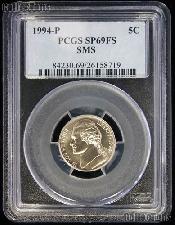 1994-P Matte Finish Jefferson Nickel in PCGS SP 69 FS Full Steps SMS