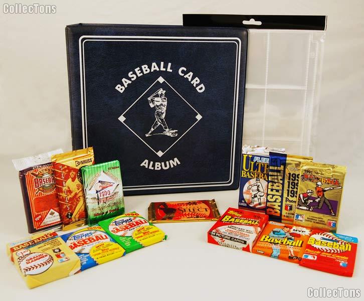 Baseball Card Collecting Starter Set / Kit MLB with 12 Baseball Card Packs, Binder, & Pages