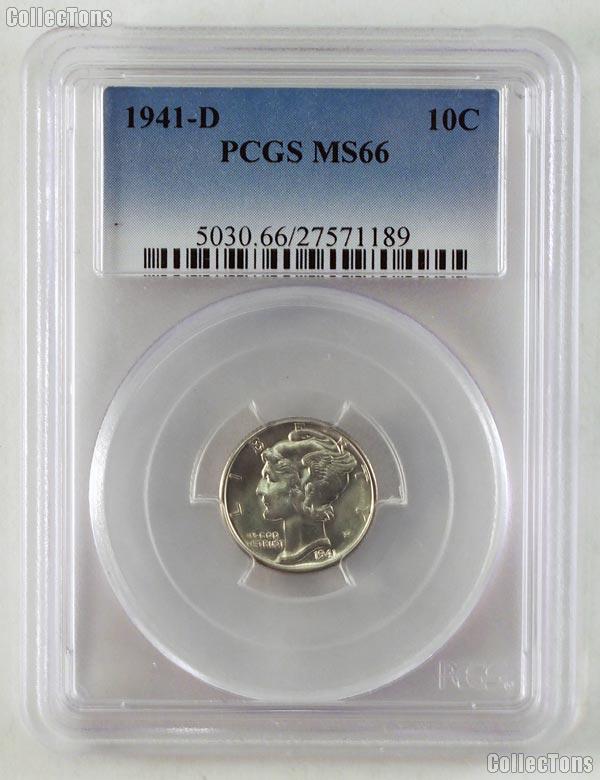 1941-D Mercury Silver Dime in PCGS MS 66