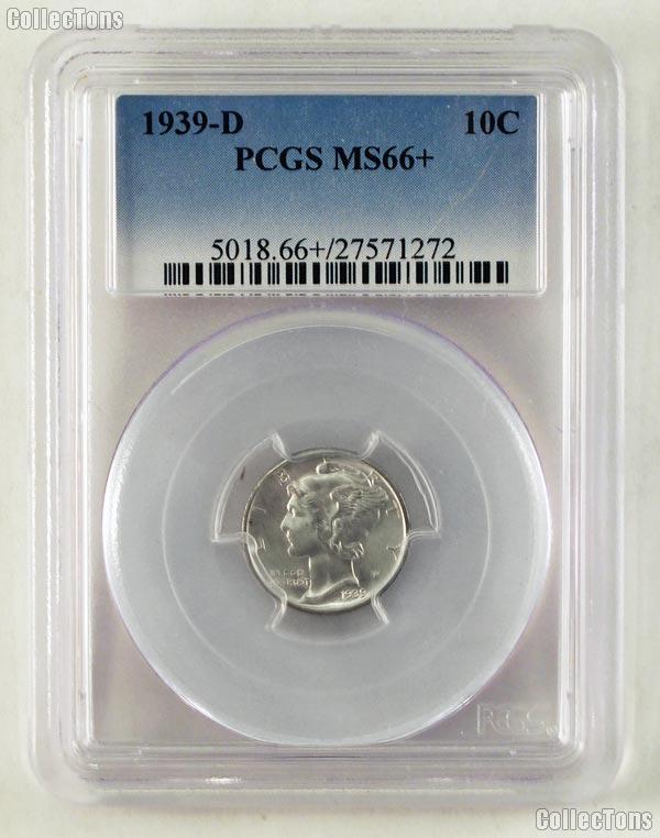 1939-D Mercury Silver Dime in PCGS MS 66+