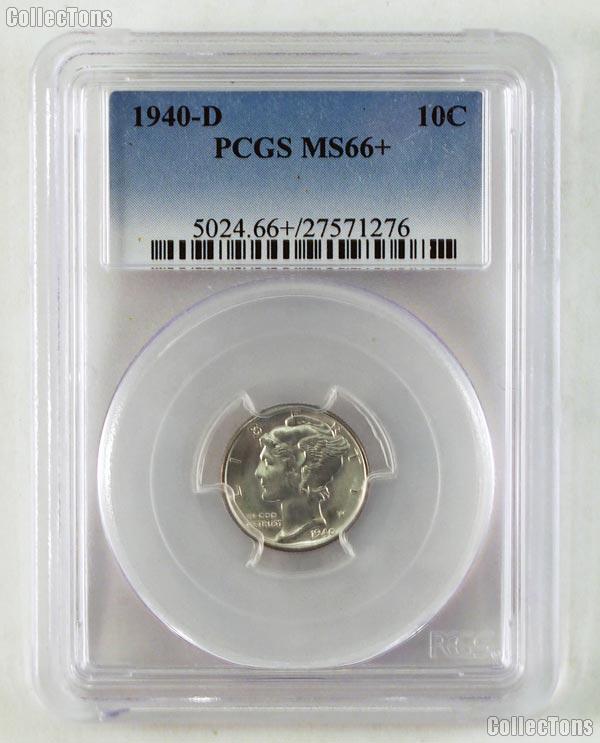 1940-D Mercury Silver Dime in PCGS MS 66+