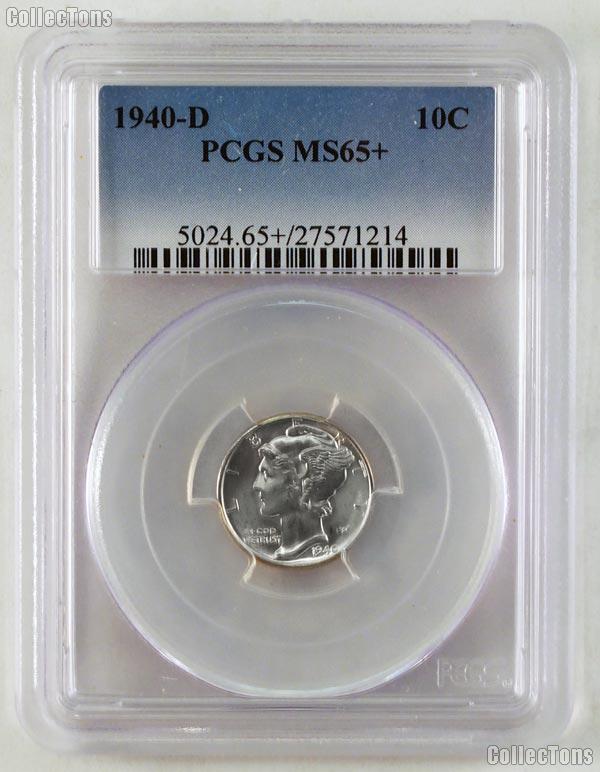 1940-D Mercury Silver Dime in PCGS MS 65+