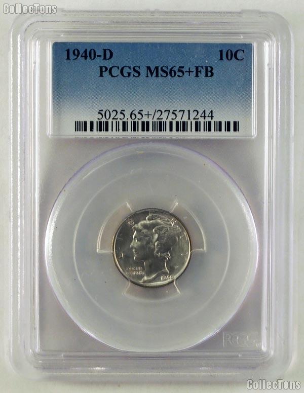 1940-D Mercury Silver Dime in PCGS MS 65+ FB (Full Bands)