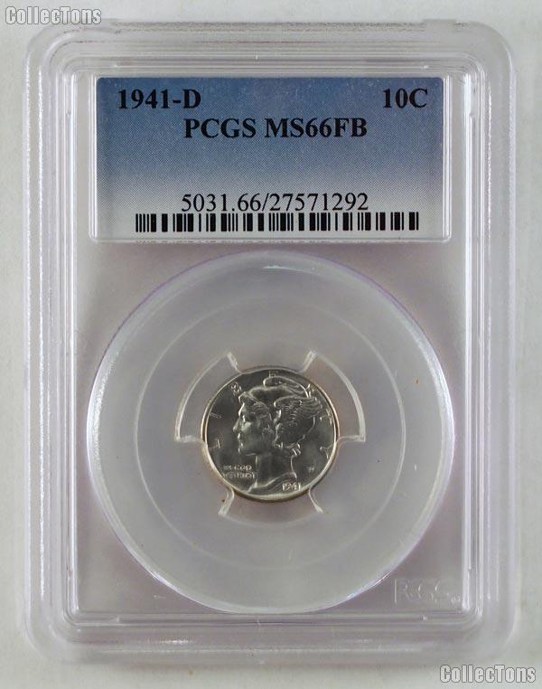 1941-D Mercury Silver Dime in PCGS MS 66 FB (Full Bands)