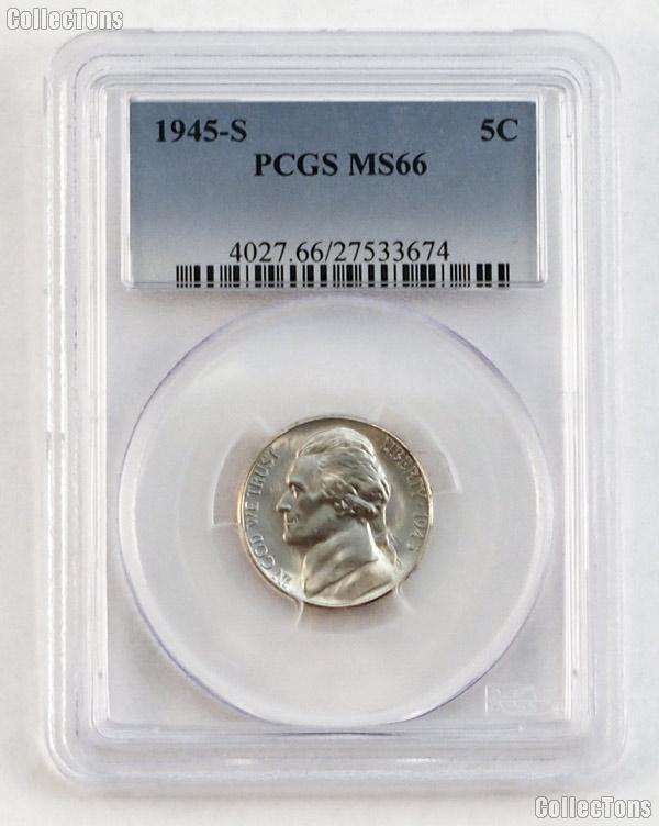 1945-S Jefferson Silver War Nickel in PCGS MS 66