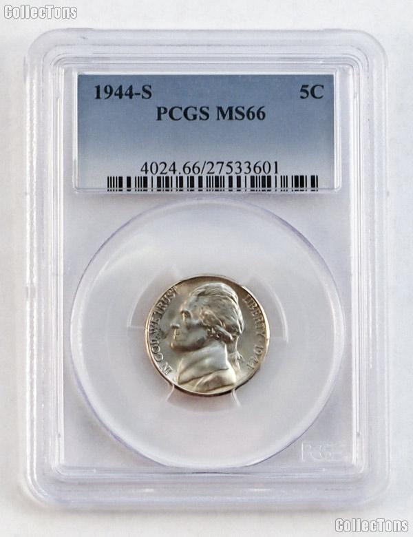 1944-S Jefferson Silver War Nickel in PCGS MS 66