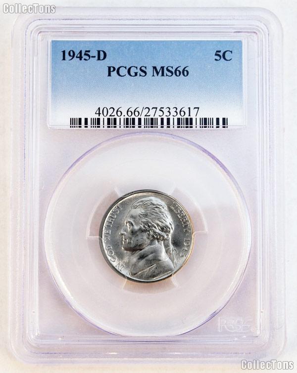 1945-D Jefferson Silver War Nickel in PCGS MS 66