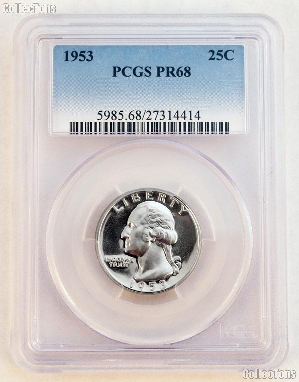 1953 Washington Silver Quarter Proof in PCGS PR 68