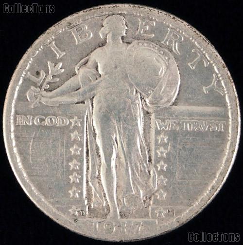 1917-D Standing Liberty Silver Quarter Variety 2 Circulated Coin G 4 or Better