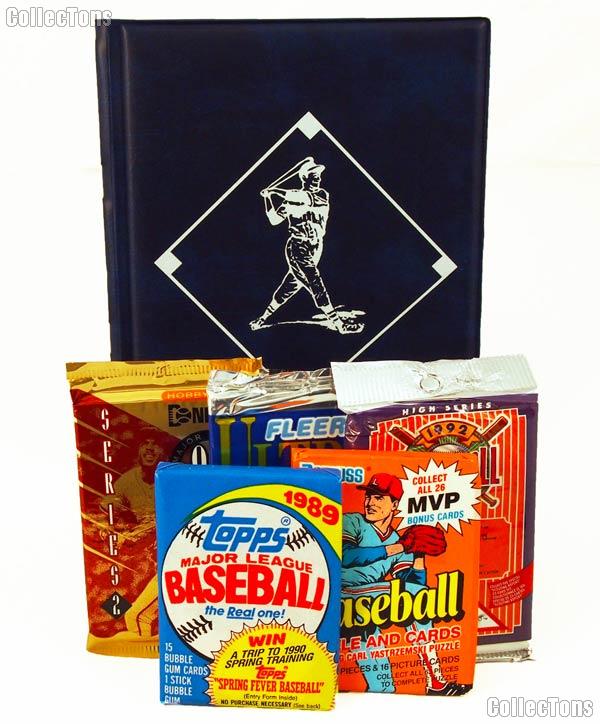 Baseball Card Collecting Starter Set / Kit MLB with 3 Baseball Card Packs & Album