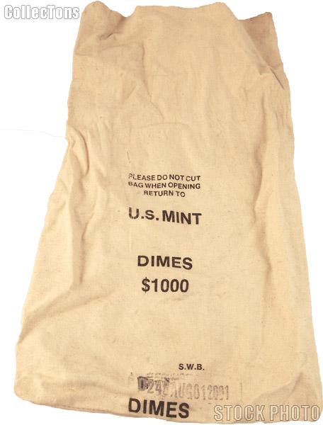 Official US Mint $1000 DIMES Cotton Canvas Money / Coin Bag