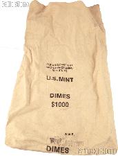 Official US Mint $1000 DIMES Cotton Canvas Money / Coin Bag