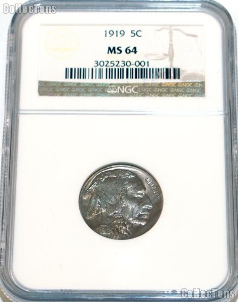 1919 Buffalo Nickel in NGC MS 64