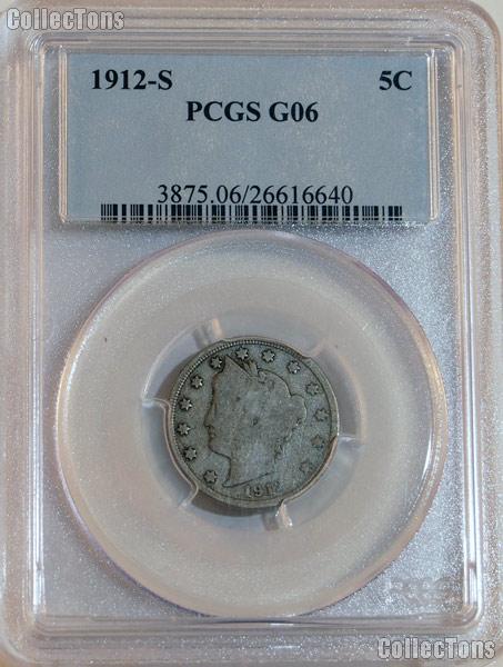 1912-S Liberty Head V Nickel KEY DATE in PCGS G 06