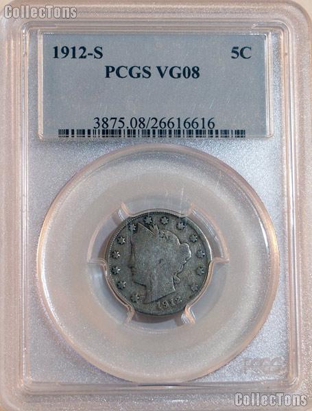 1912-S Liberty Head V Nickel KEY DATE in PCGS VG 08