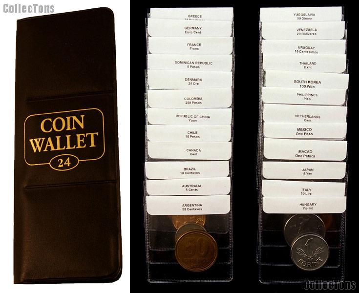 World Coin Starter Set with 24 Coins from 24 Different Countries in Coin Wallet