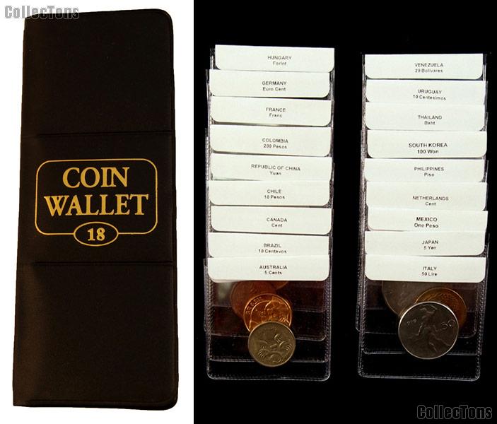 World Coin Starter Set with 18 Coins from 18 Different Countries in Coin Wallet