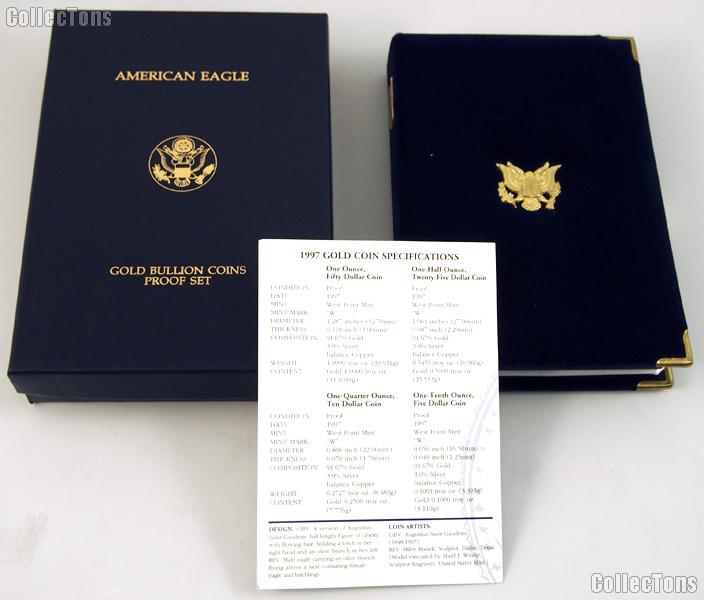 1997 American Eagle Gold Bullion 4-Coin Proof Set OGP Replacement Box and COA