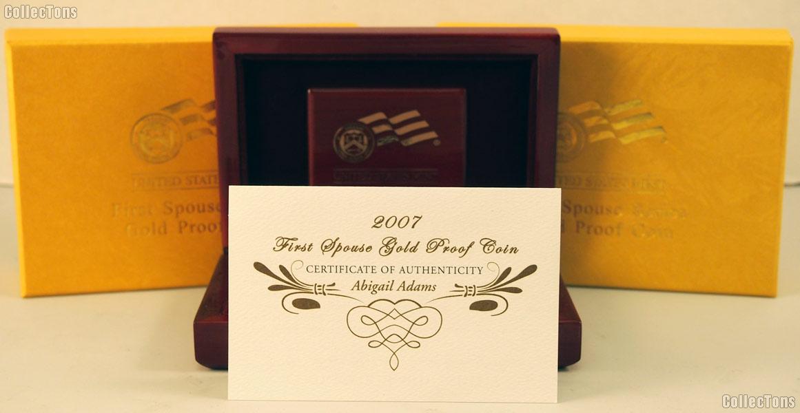2007 Abigail Adams First Spouse Series Gold  Proof Coin OGP Replacement Box and COA