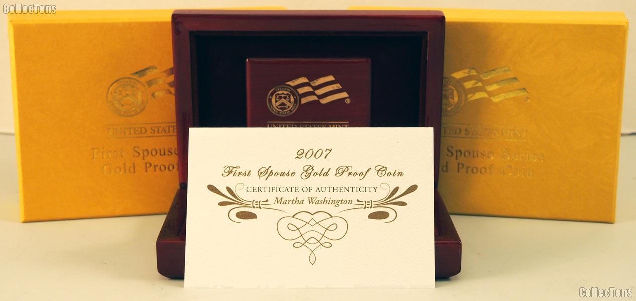 2007 Martha Washington First Spouse Series Gold  Proof Coin OGP Replacement Box and COA