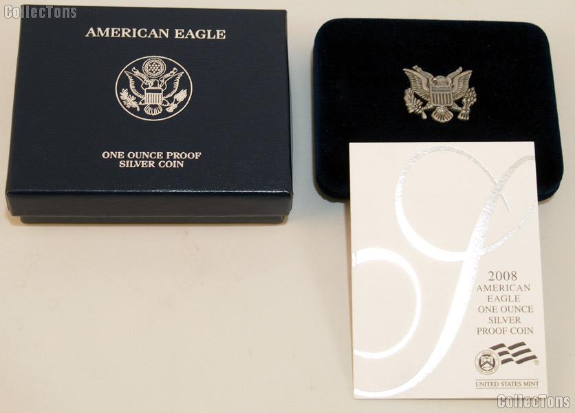 2008-W American Silver Eagle 1 oz Proof Silver Coin OGP Replacement Box and COA
