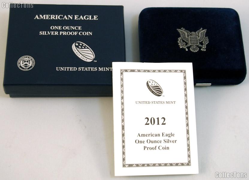 2012-W American Silver Eagle 1 oz Silver Proof Coin OGP Replacement Box and COA