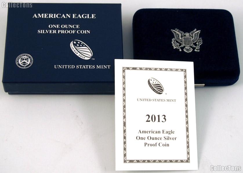 2013-W American Silver Eagle 1 oz Silver Proof Coin OGP Replacement Box and COA