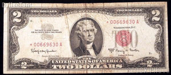 Two Dollar Bill Red Seal Series STAR NOTE 1963 US Currency