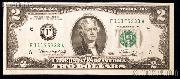 Two Dollar Bill Green Seal FRN Series 1976 US Currency Good or Better