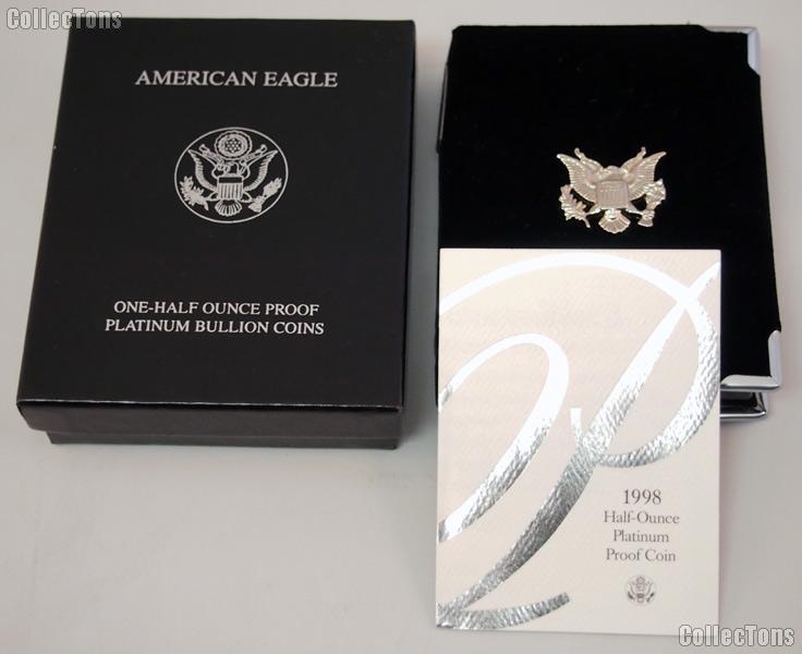 1998-W American Eagle 1/2 oz Proof $50 Platinum Bullion Coin OGP Replacement Box and COA