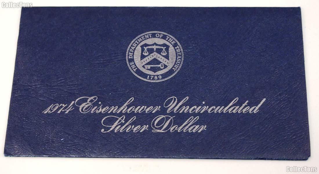 1974 Blue Eisenhower Ike Uncirculated Silver Dollar OGP Replacement Envelope