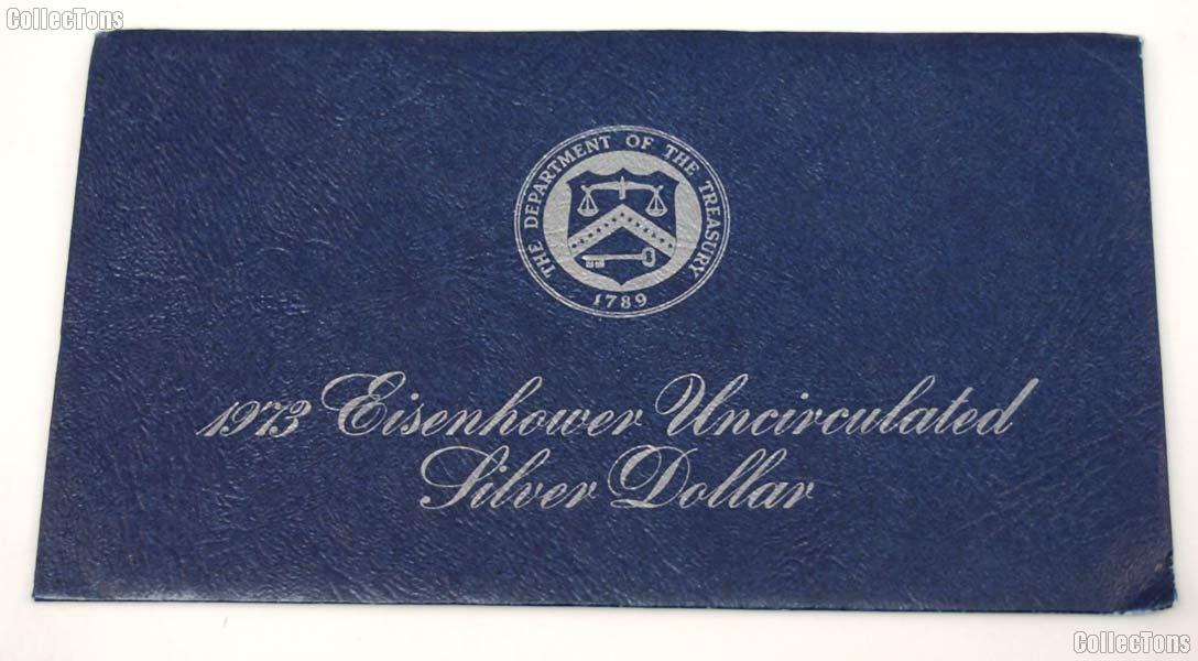 1973 Blue Eisenhower Ike Uncirculated Silver Dollar OGP Replacement Envelope